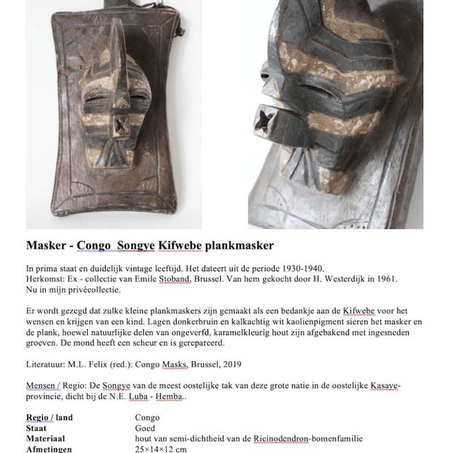Songye masker tribal art
