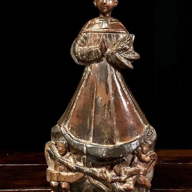 antiek heiligen beeld hout, mother of purity
