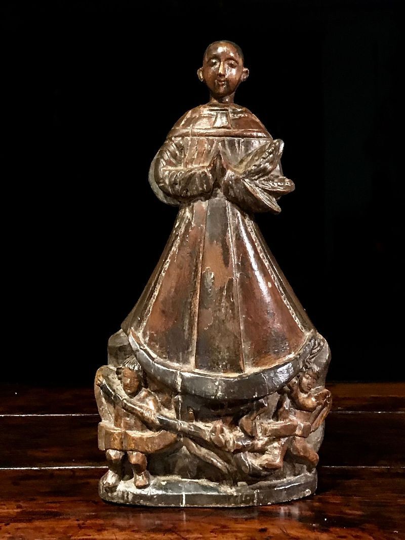 antiek heiligen beeld hout, mother of purity