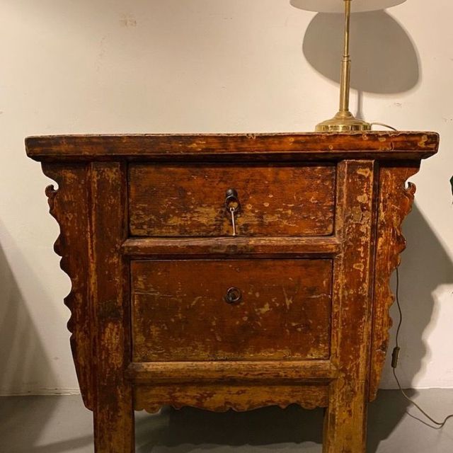 chinese wand tafel met laden antiek