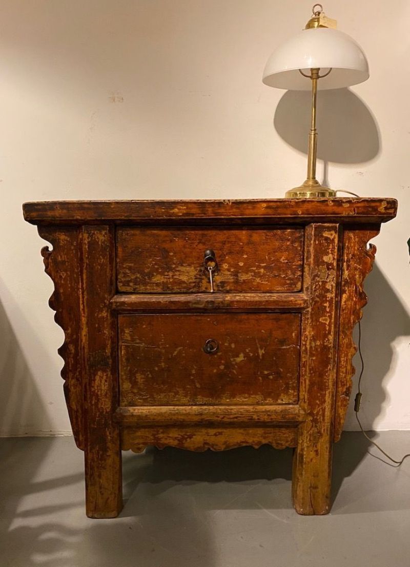chinese wand tafel met laden antiek